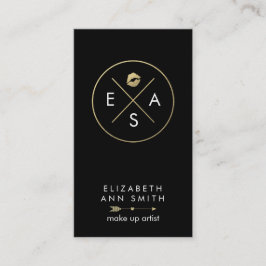 メーキャップアーティストの名刺-シックな金ゴールドおよび黒 予約カード