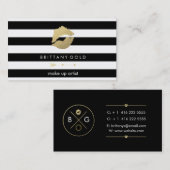 メーキャップアーティストの名刺-シックな金ゴールドおよび黒 名刺 (正面/裏面)