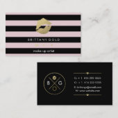 メーキャップアーティストの名刺-シックな金ゴールドおよび黒 名刺 (正面/裏面)