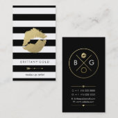 メーキャップアーティストの名刺-シックな金ゴールドおよび黒 名刺 (正面/裏面)