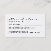 メーキャップアーティストの名刺 予約カード (裏面)