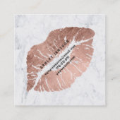 メーキャップアーティストの唇のばら色の金ゴールドのタイポグラフィの大理石2 スクエア名刺 (裏面)