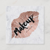 メーキャップアーティストの唇のばら色の金ゴールドのタイポグラフィの大理石2 スクエア名刺 (正面)