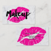 メーキャップアーティストの唇のネオンピンクのタイポグラフィの大理石 名刺 (正面/裏面)