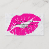 メーキャップアーティストの唇のネオンピンクのタイポグラフィの大理石 名刺 (裏面)