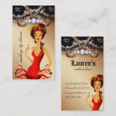 メーキャップアーティストの唇Nの口紅のジュエリーの金ゴールドのレース 名刺 (正面/裏面)