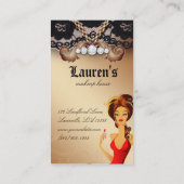 メーキャップアーティストの唇Nの口紅のジュエリーの金ゴールドのレース 名刺 (裏面)