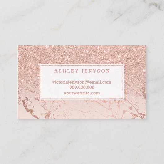 メーキャップアーティストの大理石のタイポグラフィの赤面のばら色の金ゴールド 名刺 (裏面)