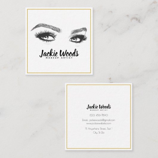 メーキャップアーティストの眉毛は鞭を注目します スクエア名刺 (正面/裏面)