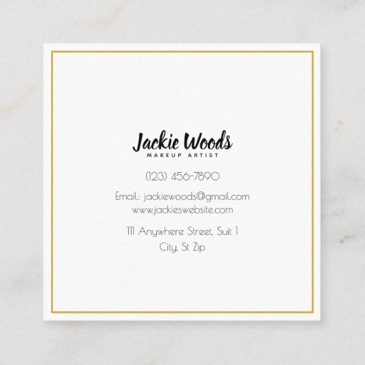 メーキャップアーティストの眉毛は鞭を注目します スクエア名刺 (裏面)