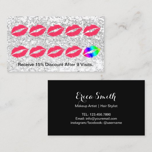 メーキャップアーティストの粋な銀製のスパンコールのロイヤリティの穿孔器 ロイヤリティカード (正面/裏面)