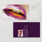 メーキャップアーティストの紫色Lipgloss 名刺 (正面/裏面)