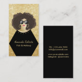 メーキャップアーティストの美容師のアフリカのシックな黒及び金ゴールド 名刺 (正面/裏面)