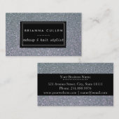 メーキャップアーティストの美容師のファンキーな銀製のグリッター 名刺 (正面/裏面)