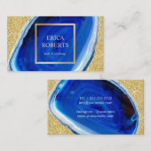 メーキャップアーティストの美容師のモダンで青い金ゴールドの美しい 名刺 (正面/裏面)