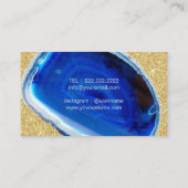 メーキャップアーティストの美容師のモダンで青い金ゴールドの美しい 名刺 (裏面)
