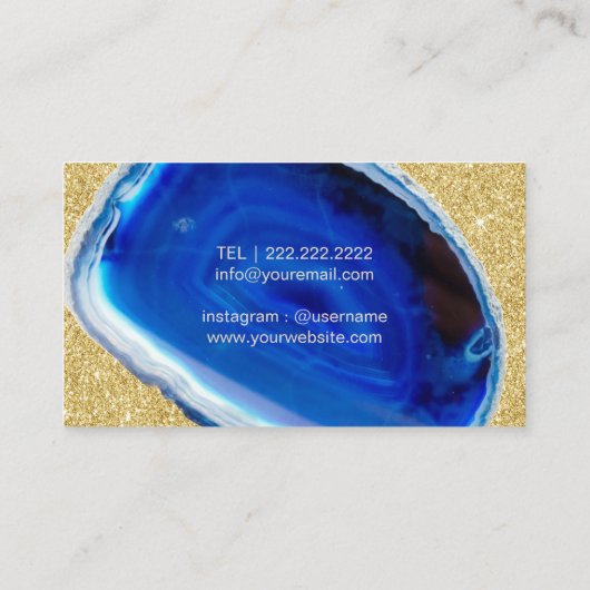 メーキャップアーティストの美容師のモダンで青い金ゴールドの美しい 名刺 (裏面)
