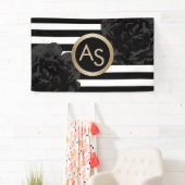 メーキャップアーティストの美容師のモダンなモノグラムの花柄 横断幕 (インサイチュ)