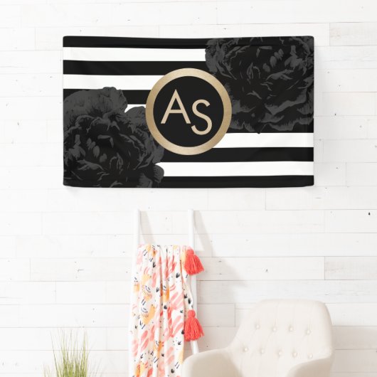 メーキャップアーティストの美容師のモダンなモノグラムの花柄 横断幕 (インサイチュ)