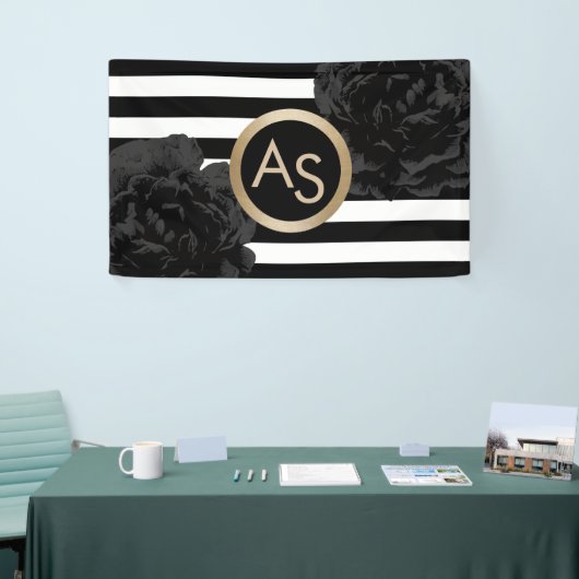 メーキャップアーティストの美容師のモダンなモノグラムの花柄 横断幕 (トレードショー)