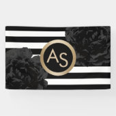 メーキャップアーティストの美容師のモダンなモノグラムの花柄 横断幕 (横)