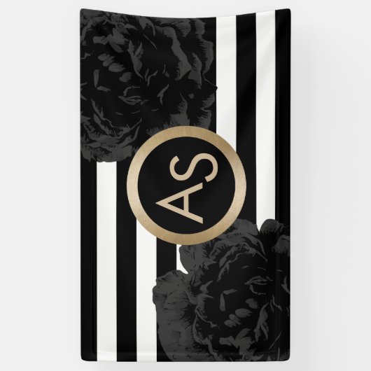 メーキャップアーティストの美容師のモダンなモノグラムの花柄 横断幕 (縦)