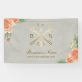 メーキャップアーティストの美容師のヴィンテージの花柄のサロン 横断幕 (横)