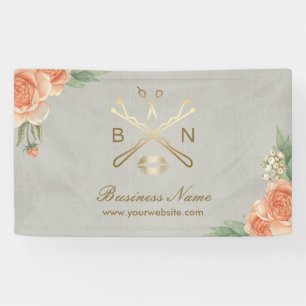 メーキャップアーティストの美容師のヴィンテージの花柄のサロン 横断幕