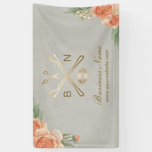 メーキャップアーティストの美容師のヴィンテージの花柄のサロン 横断幕 (縦)