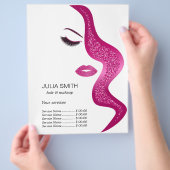 メーキャップアーティストの美容師の暗いピンクのグリッター チラシ (手)