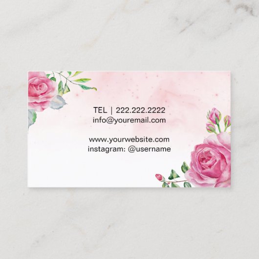メーキャップアーティストの美容師の水彩画の花柄のサロン 名刺 (裏面)
