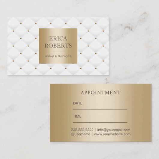 メーキャップアーティストの美容師の贅沢な金ゴールドのアポイントメント 予約カード (正面/裏面)