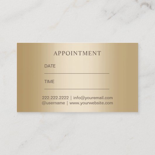 メーキャップアーティストの美容師の贅沢な金ゴールドのアポイントメント 予約カード (裏面)