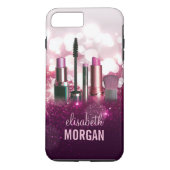 メーキャップアーティストの美容師-ピンクの美しいのグリッター Case-Mate iPhoneケース (裏面)