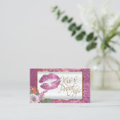 メーキャップアーティストの花のピンクのグリッターのキスの証拠の唇 名刺 (スタンド正面)