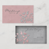 メーキャップアーティストの花の蝶ピンク2 名刺 (正面/裏面)