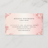 メーキャップアーティストの豪華なグリッターのばら色の金ゴールドのまつげ 名刺 (裏面)