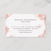 メーキャップアーティストの豪華なグリッターのばら色の金ゴールドのまつげ 名刺 (裏面)