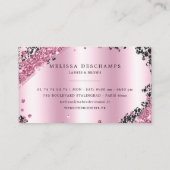 メーキャップアーティストの豪華なグリッターのピンクの黒のまつげ 名刺 (裏面)