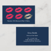 メーキャップアーティストの赤い唇の濃紺のロイヤリティ ロイヤリティカード (正面/裏面)