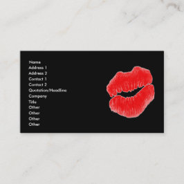 メーキャップアーティストの赤い唇の白く黒い名刺 名刺