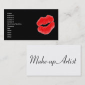 メーキャップアーティストの赤い唇の白く黒い名刺 名刺 (正面/裏面)