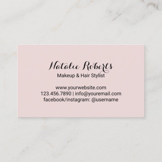 メーキャップアーティストの赤い唇の赤面のピンクの美容院 名刺 (裏面)