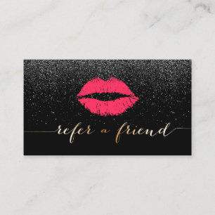 メーキャップアーティストの赤い唇の黒のグリッターの紹介 紹介カード