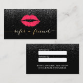 メーキャップアーティストの赤い唇の黒のグリッターの紹介 紹介カード (正面/裏面)