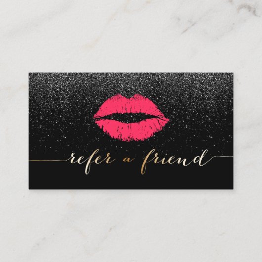 メーキャップアーティストの赤い唇の黒のグリッターの紹介 紹介カード (正面)