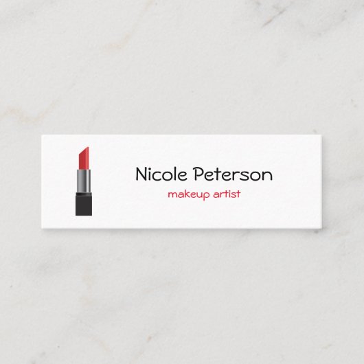 メーキャップアーティストの赤の口紅 スキニー名刺 (正面)