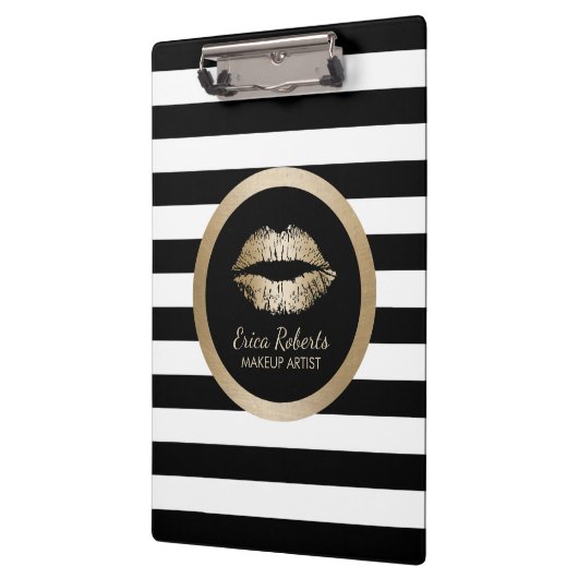 メーキャップアーティストの金ゴールドのキスのモダンは縞で飾ります クリップボード (左)