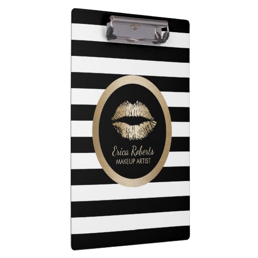 メーキャップアーティストの金ゴールドのキスのモダンは縞で飾ります クリップボード (右)