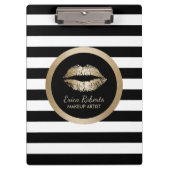 メーキャップアーティストの金ゴールドのキスのモダンは縞で飾ります クリップボード (正面)
